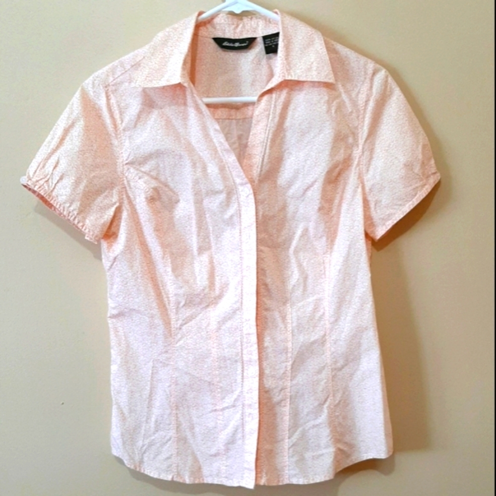 Eddie Bauer Peach Short Sleeve Cotton Blouse